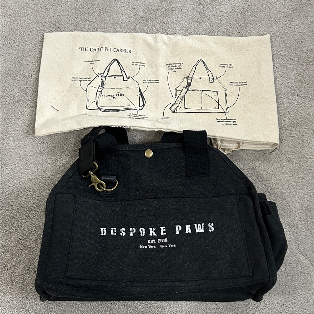 Bespoke Paws Black canvas small Pet Carrier